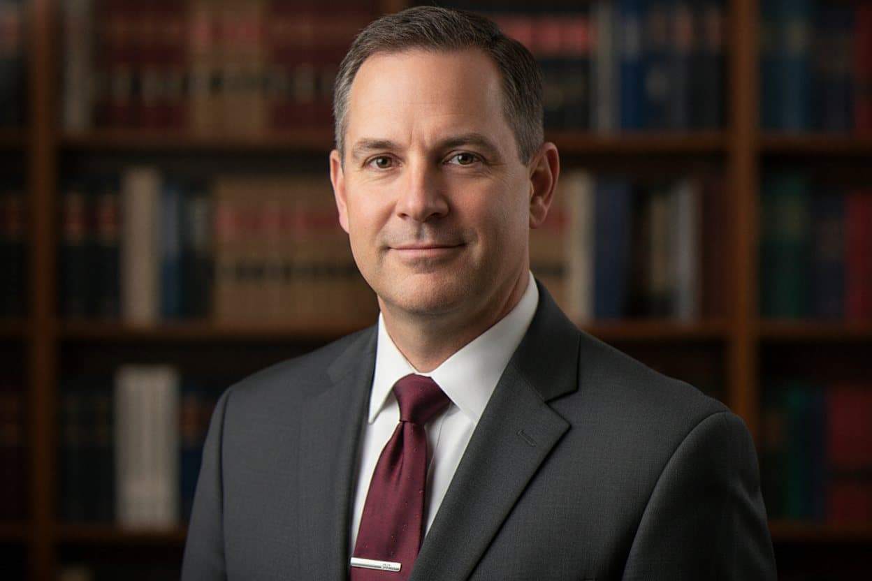 Professional male attorney at office desk
